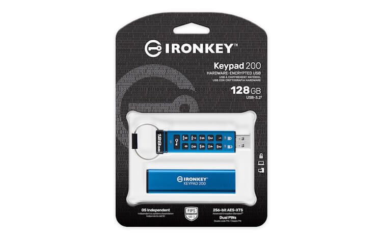 kingston ironkey keypad 200 128gb usbstick met pin code