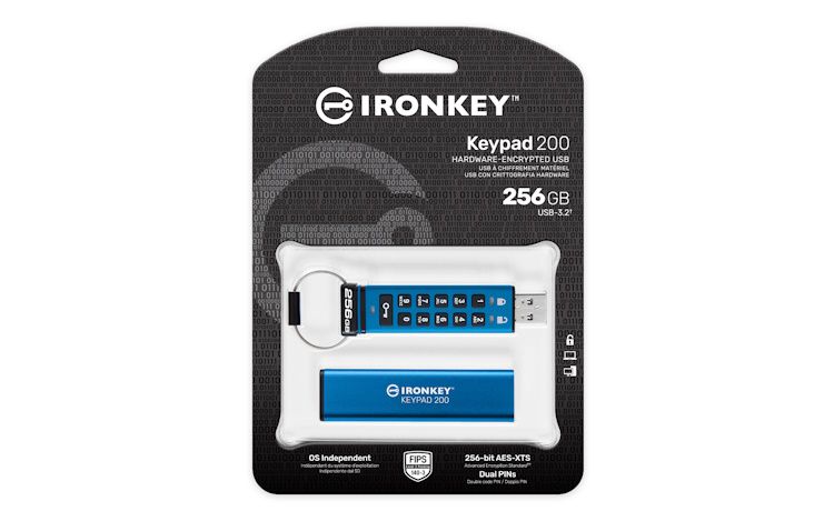kingston ironkey keypad 200 256gb usbstick met pin code