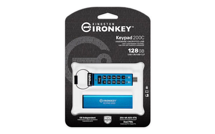 kingston ironkey keypad 200 usbc 128gb usb key with pin code